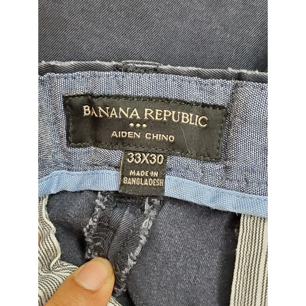 Banana Republic Men Pants 33X30 Navy Chino Twill Aiden Button Zipper 27